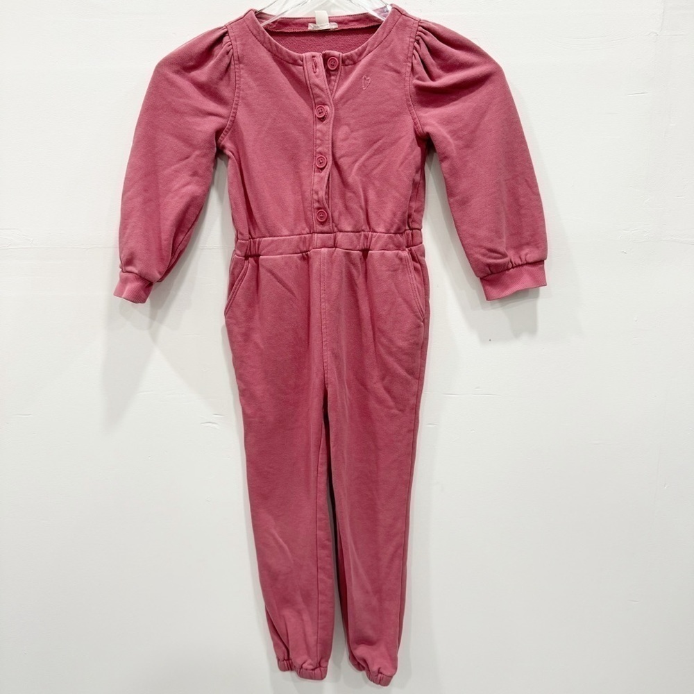Crewcuts Girls’ French Terry Jumpsuit Pink Size 5
